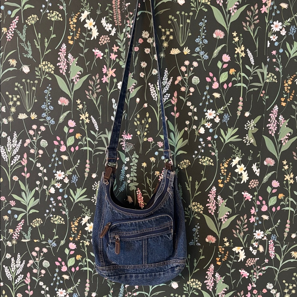 Denim Shoulder Bag with Front Pocket - Picture 3 of 3